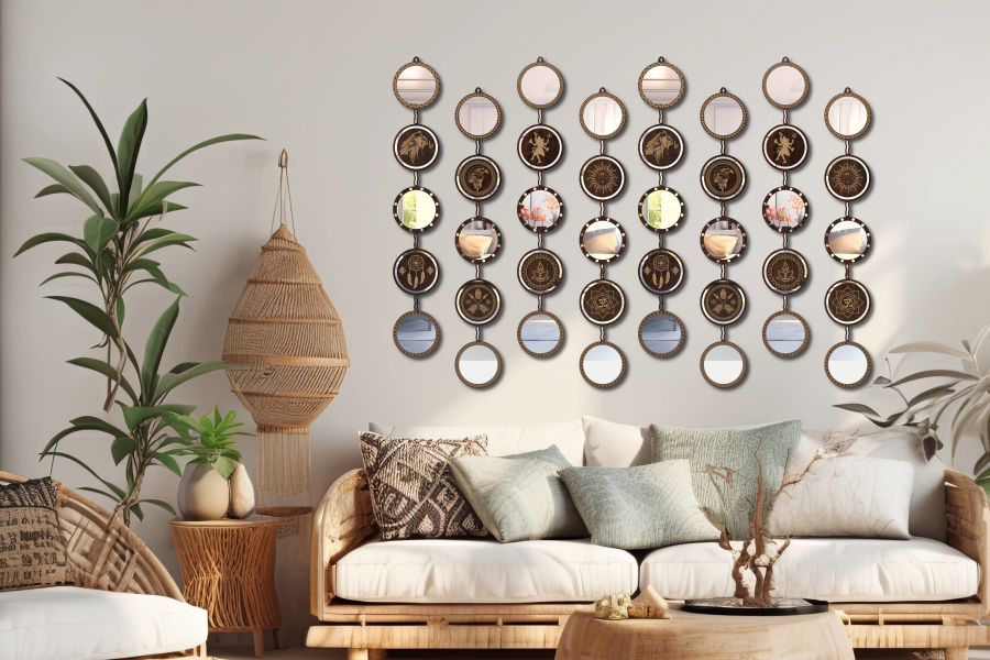 Bohemian Acrylic Mirror Wall Décor - Ancient Motifs