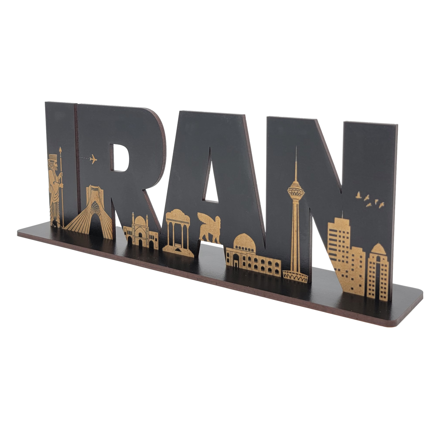 Iran's Landmarks Silhouette Wood Cutout