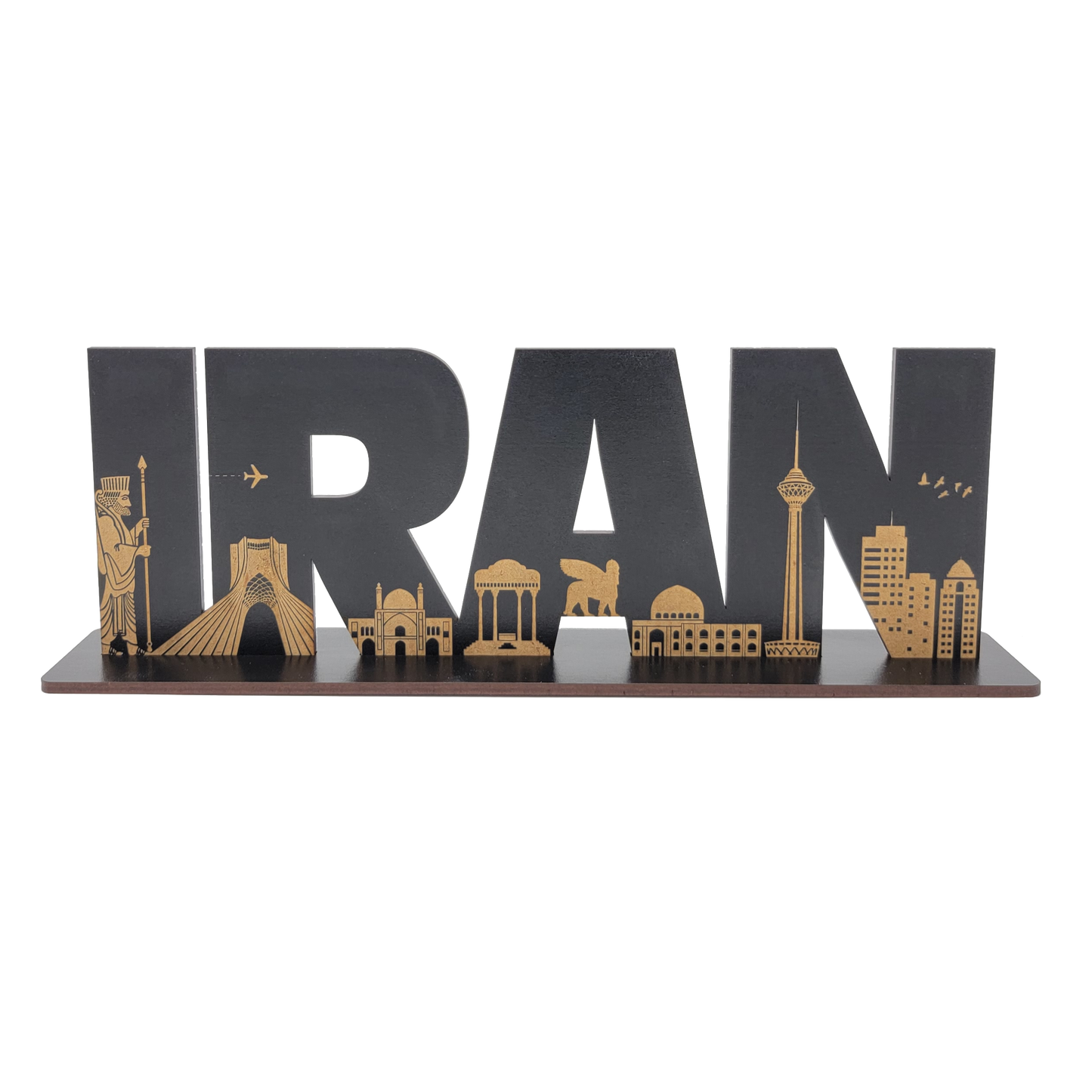 Iran's Landmarks Silhouette Wood Cutout