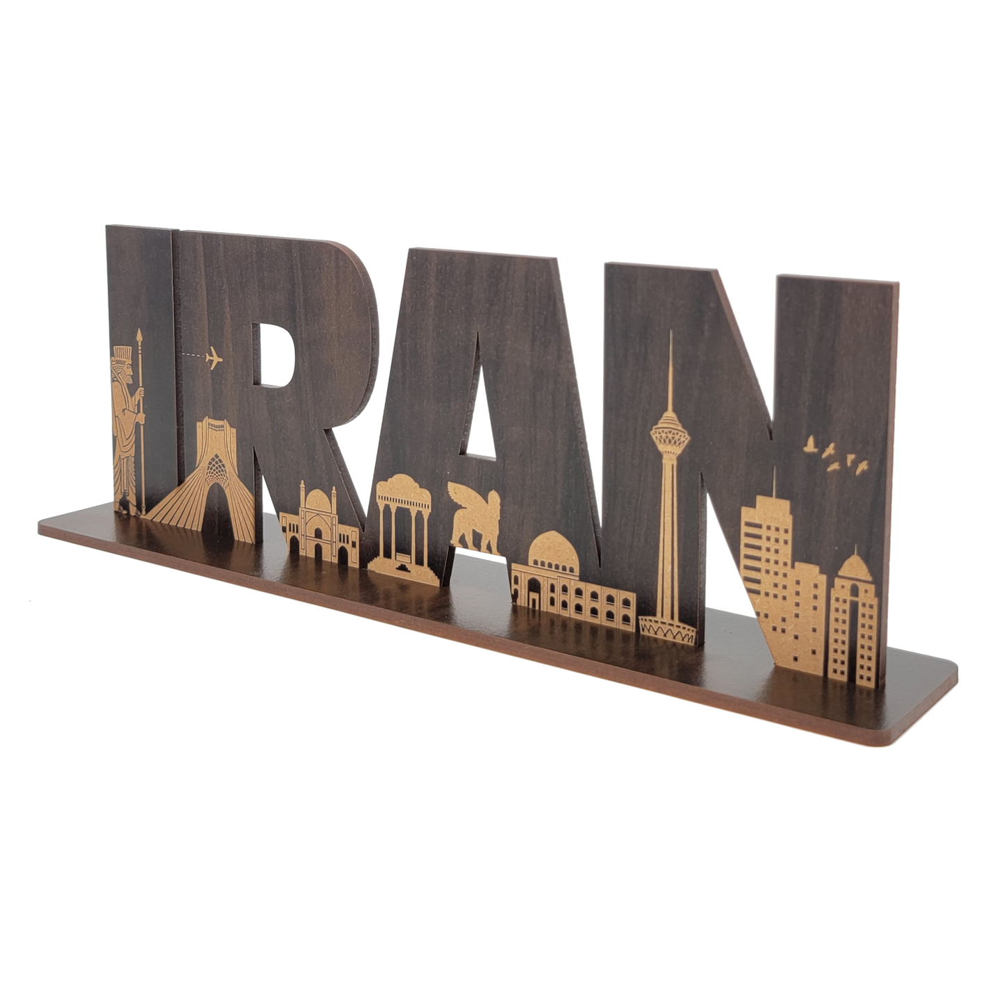 Iran's Landmarks Silhouette Wood Cutout