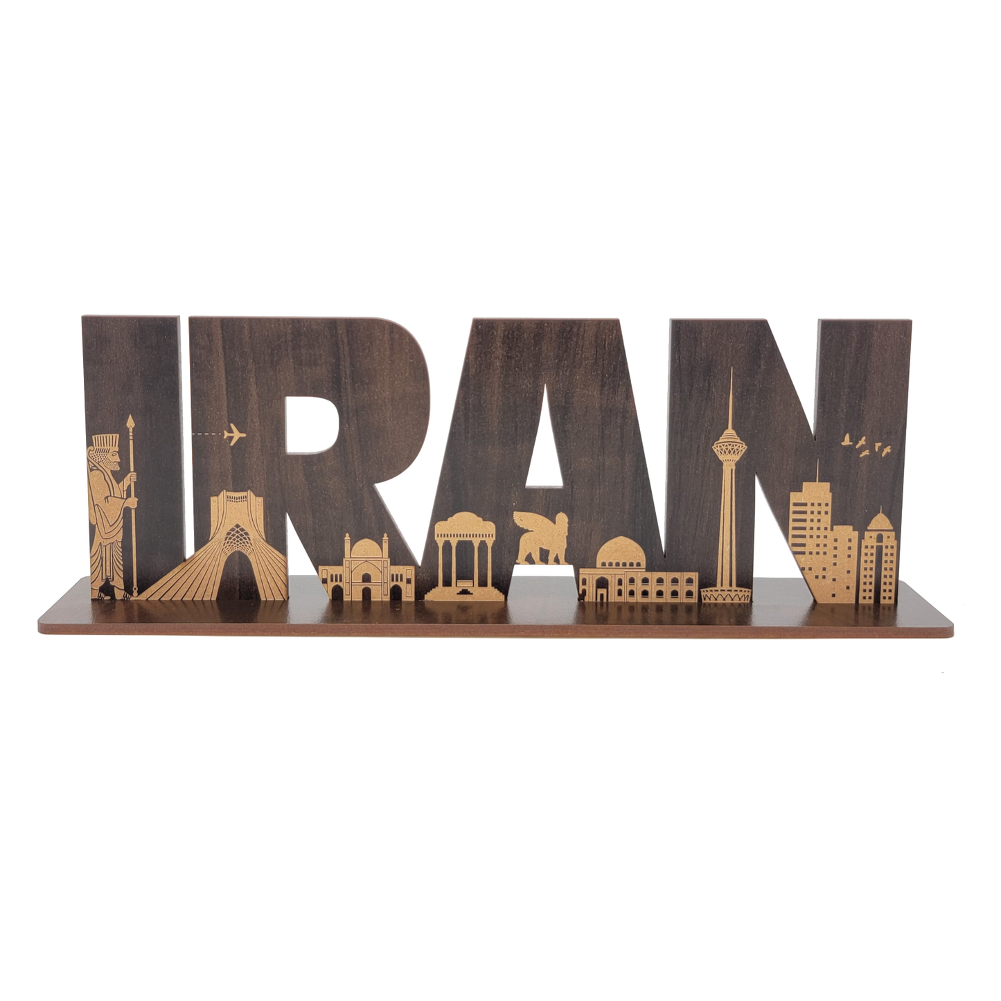 Iran's Landmarks Silhouette Wood Cutout