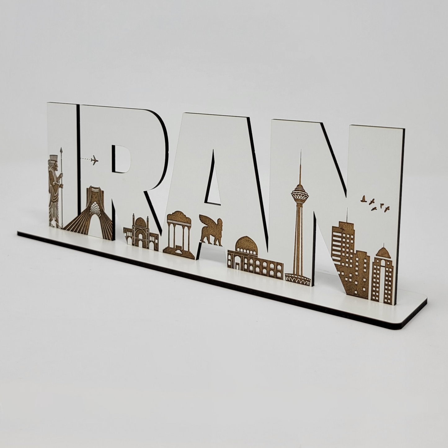 Iran's Landmarks Silhouette Wood Cutout