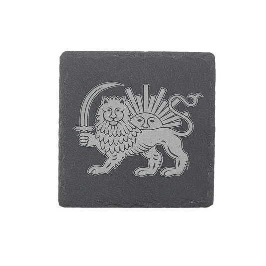 Engraved Square Slate Coaster-Shir-o-Khorshid