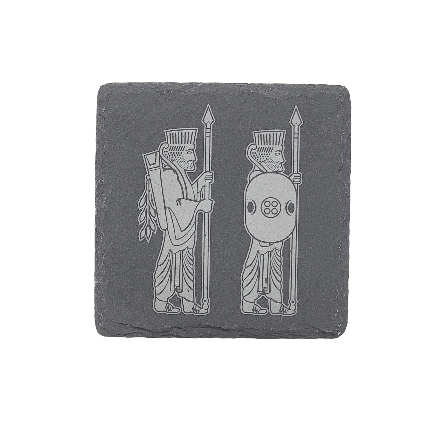 Engraved Square Slate Coaster-Achaemenid Soldiers