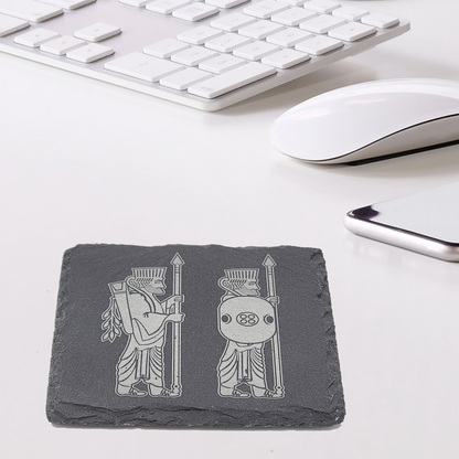 Engraved Square Slate Coaster-Achaemenid Soldiers