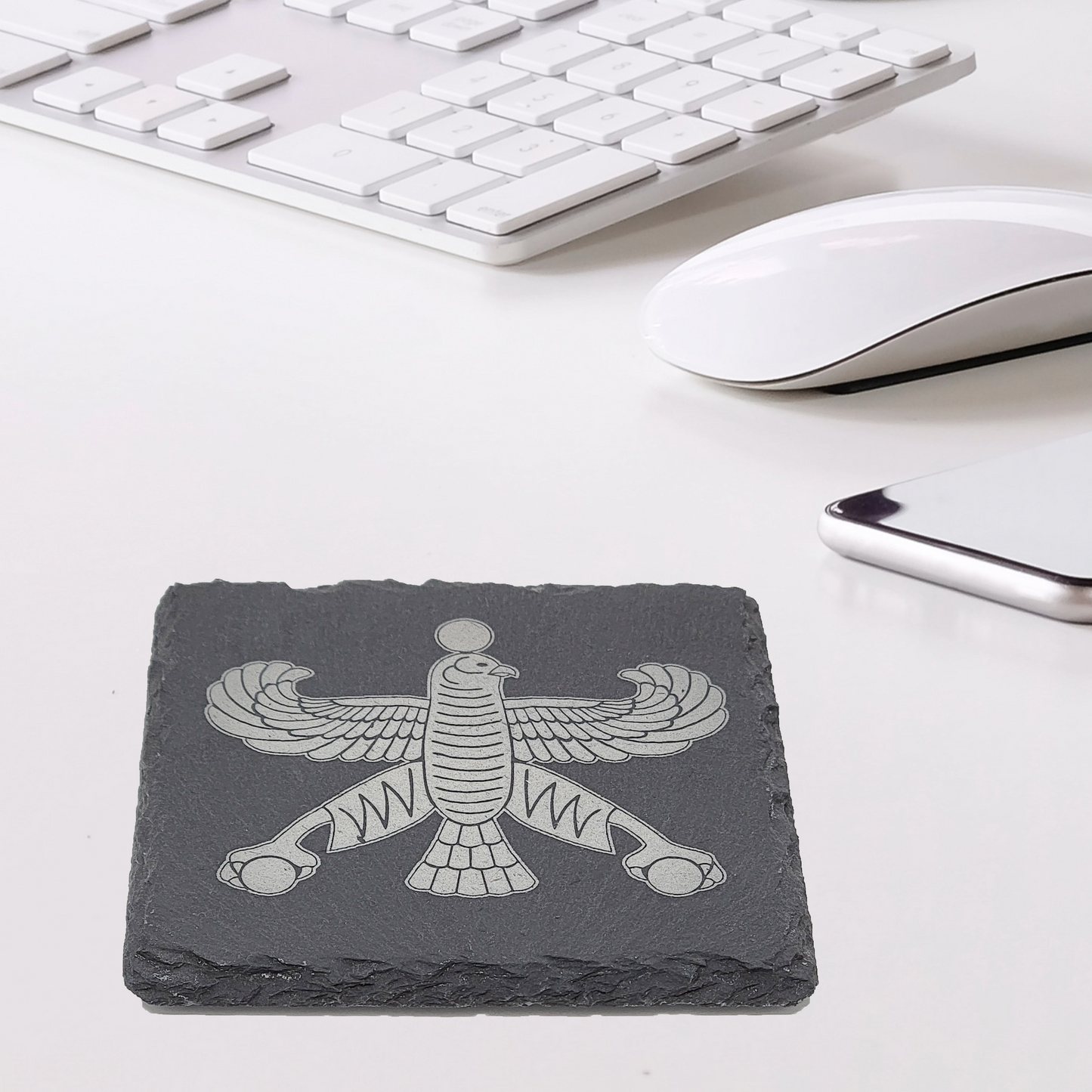 Engraved Square Slate Coaster-Royal Falcon (Shahbaz)