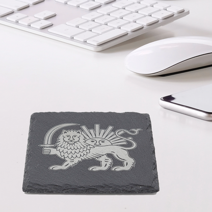 Engraved Square Slate Coaster-Shir-o-Khorshid