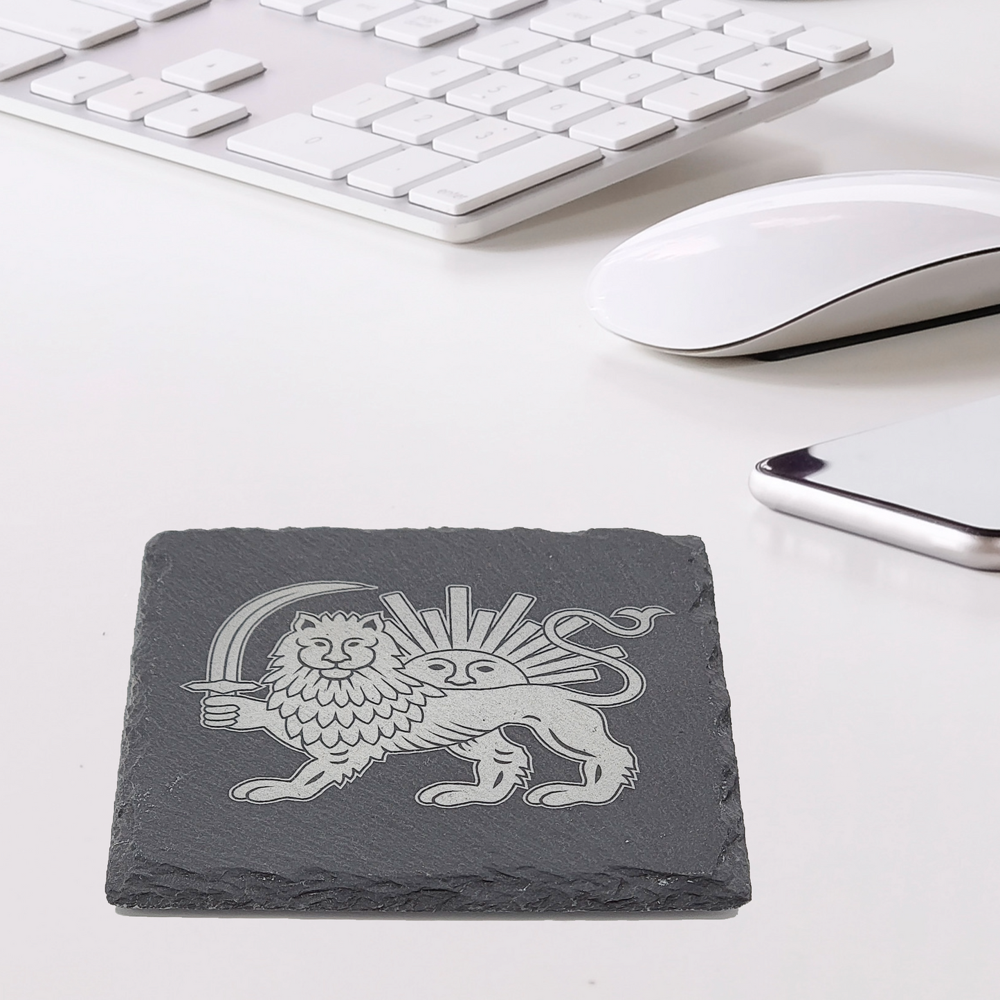 Engraved Square Slate Coasters (set of 4)-Persian mythical