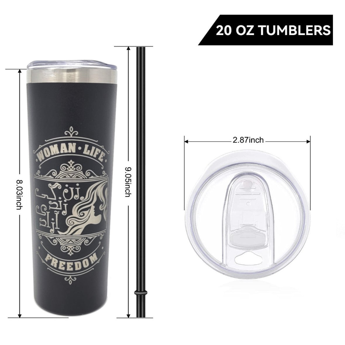 Woman Life Freedom 20oz Tumbler (Slim)